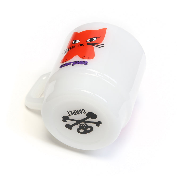 Carpet Company - Cat Milk Glass Mug
Color : White / Red