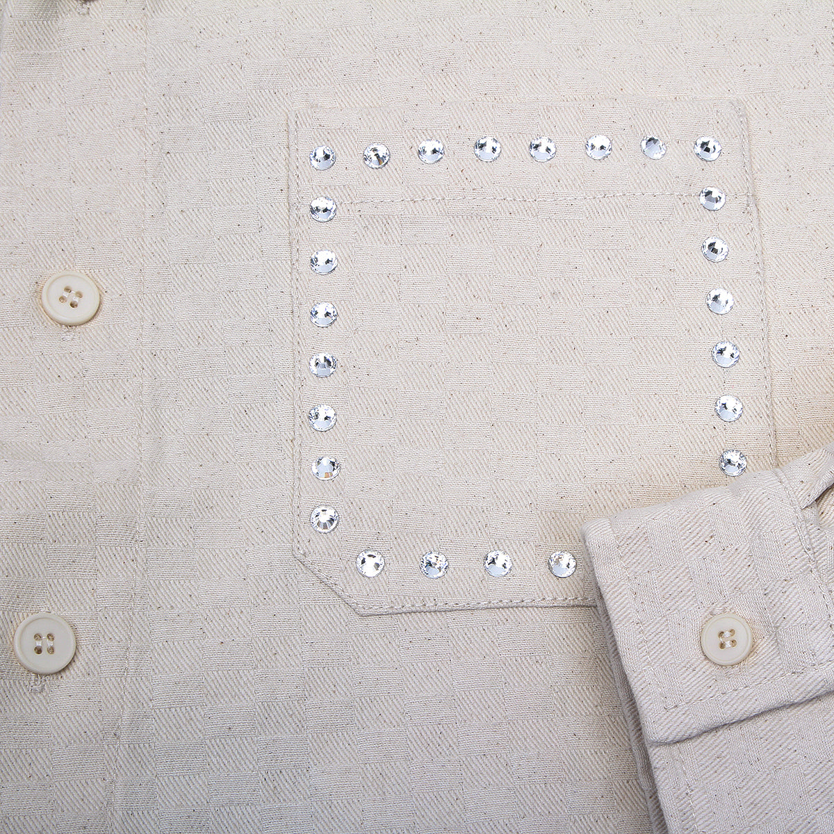 Carpet Company - Rhinestone Button-Up Shirt
Color : Cream