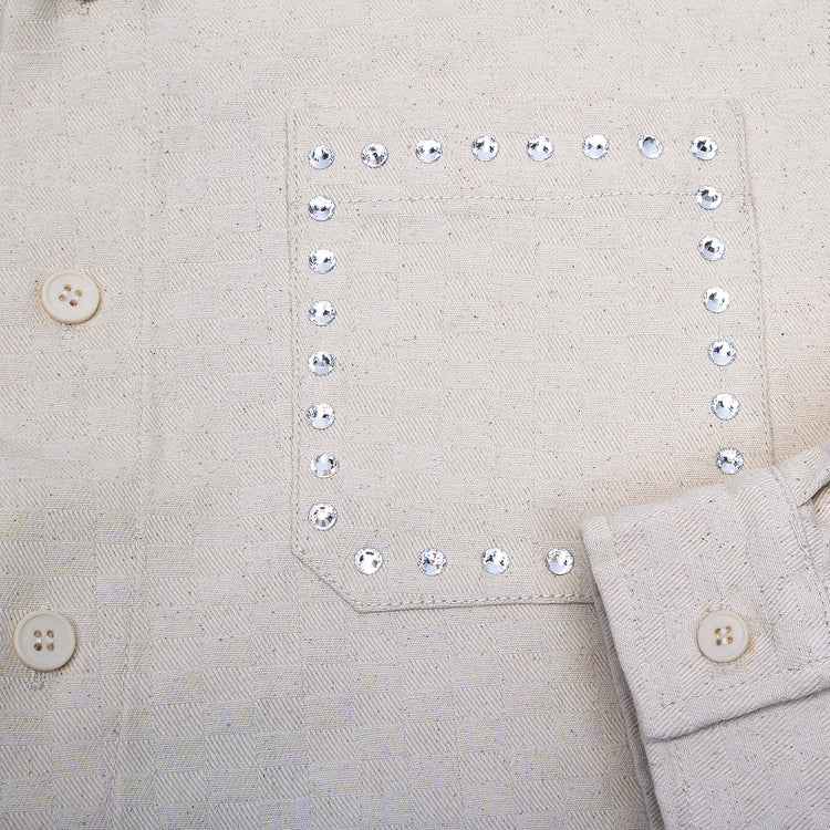 Carpet Company - Rhinestone Button-Up Shirt
Color : Cream