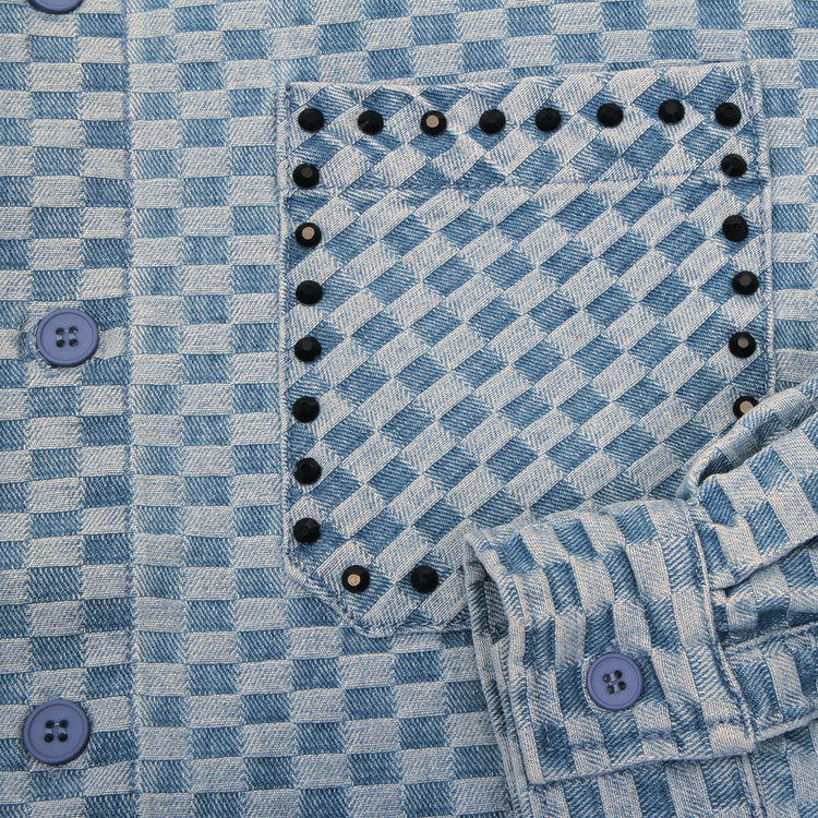 Carpet Company - Rhinestone Button-Up Shirt
Color : Denim