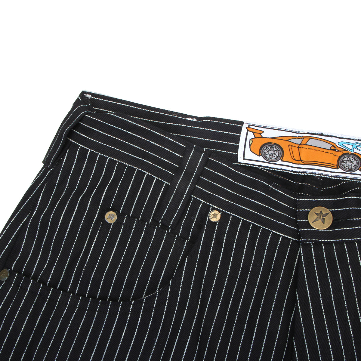 Carpet Company - Selvedge Pinstripe Flag Jeans
Color : Black / White