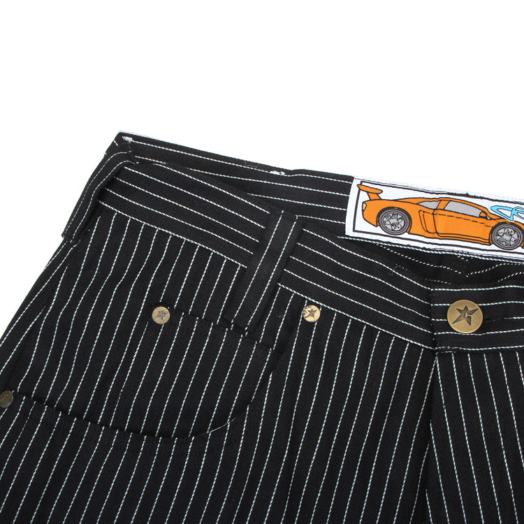 Carpet Company - Selvedge Pinstripe Flag Jeans
Color : Black / White