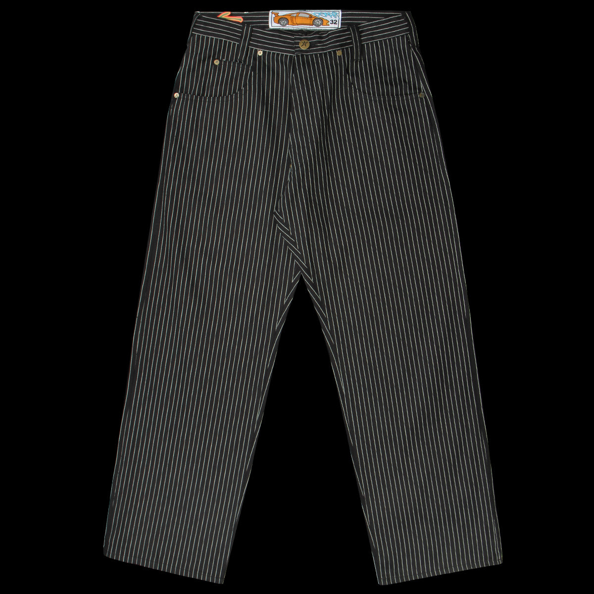 Carpet Company - Selvedge Pinstripe Flag Jeans
Color : Black / White