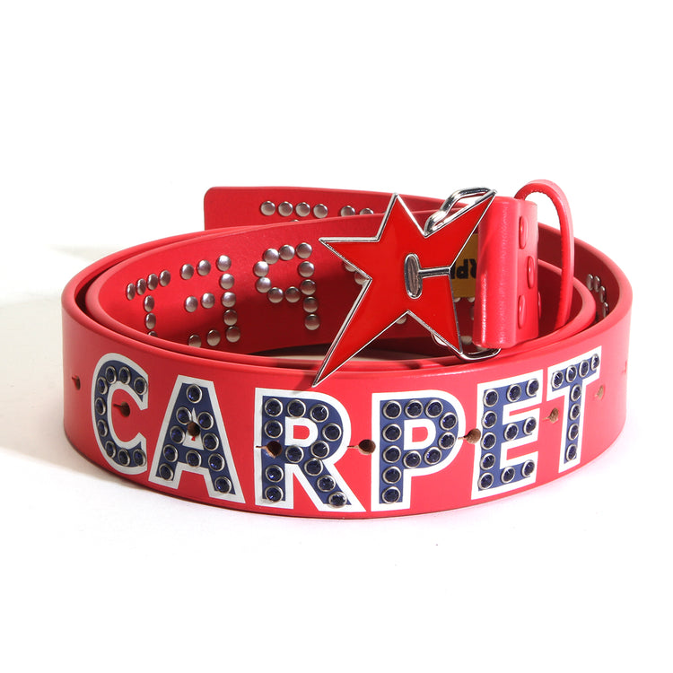 Carpet Company - Varsity Rhinestone Leather Belt
Color : Red