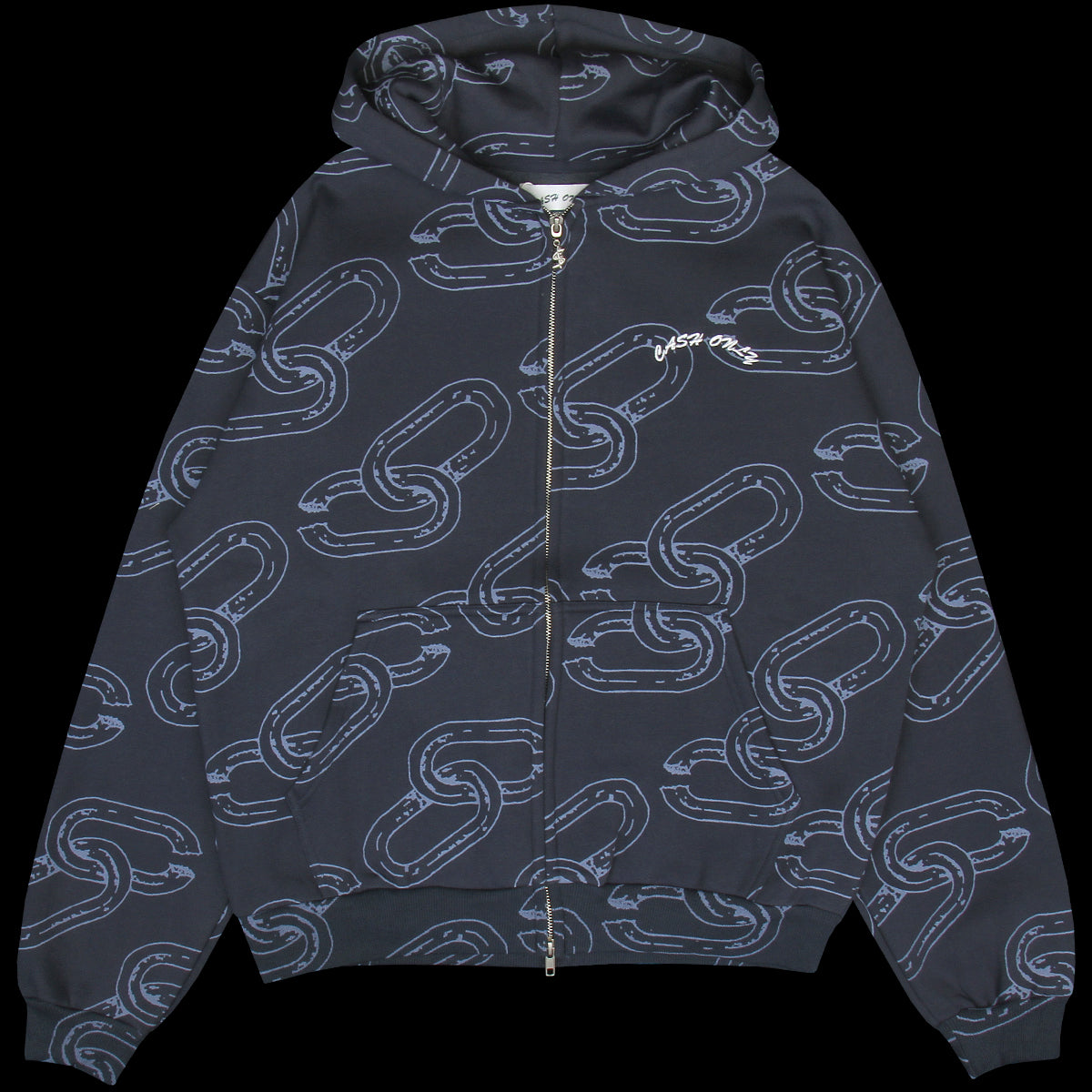Cash Only - Chain Zip-Thru Hoodie
Color : Navy