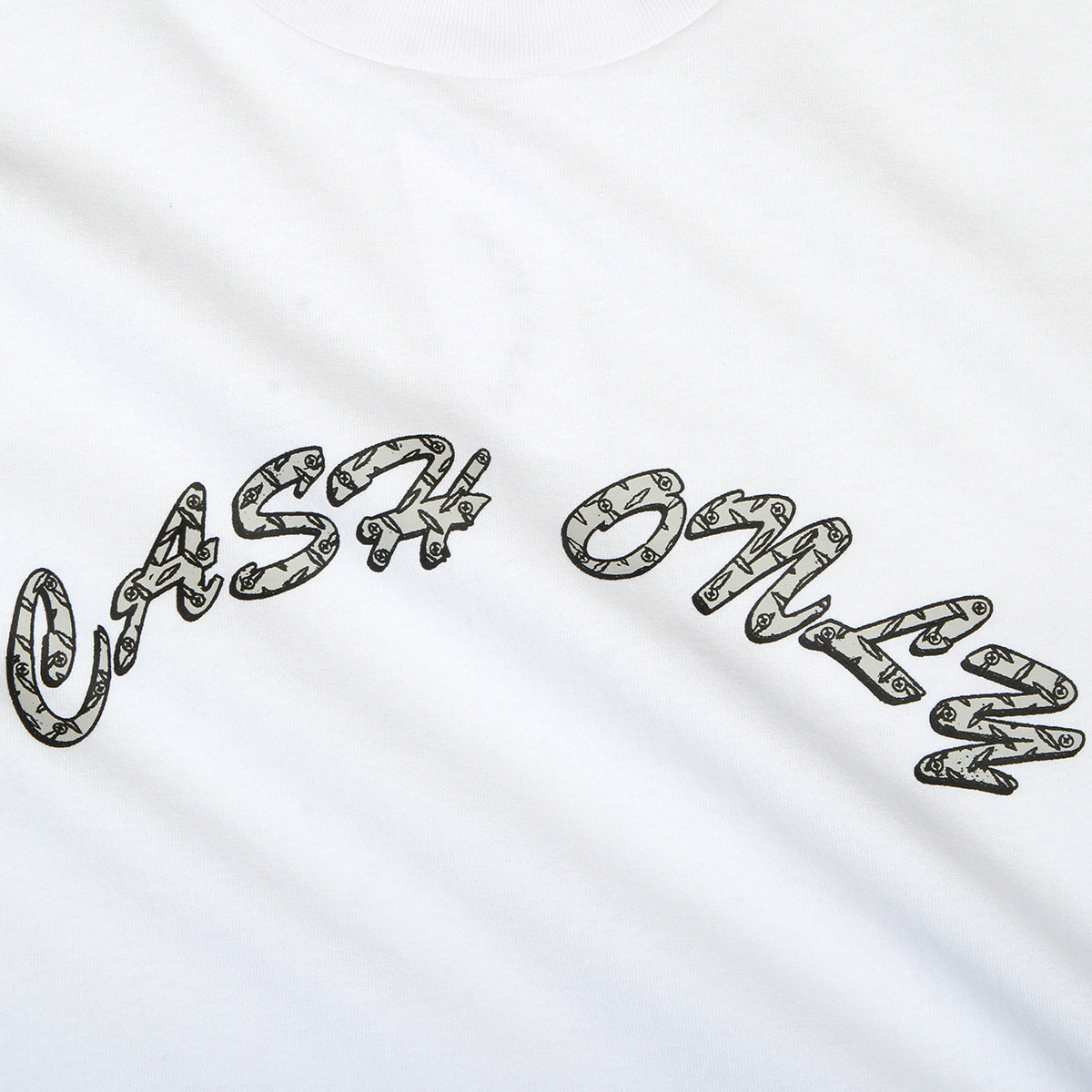 Cash Only - Diamond Plate Logo T-Shirt
Color : White