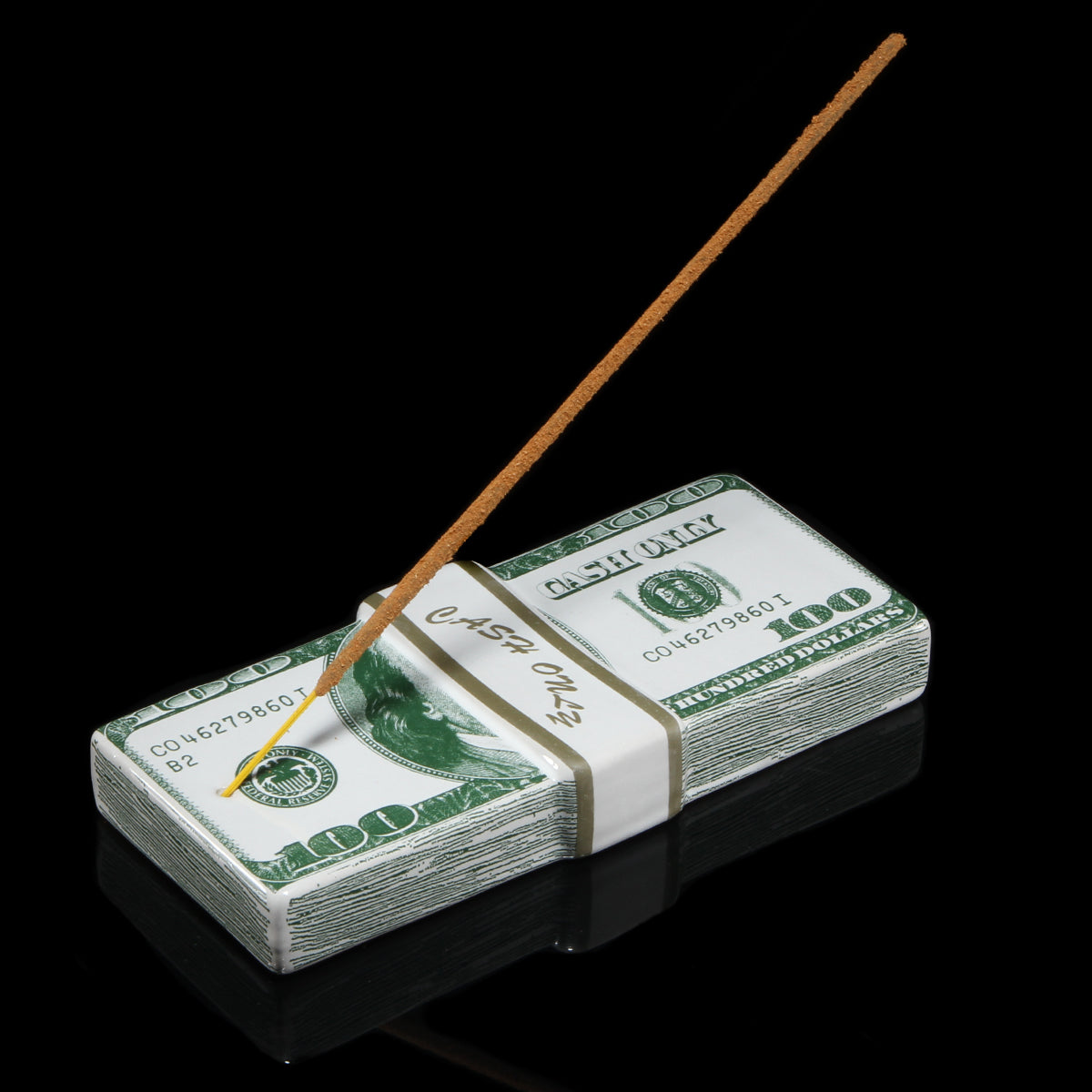 Cash Only - Money Stack Incense Holder
Color : Green