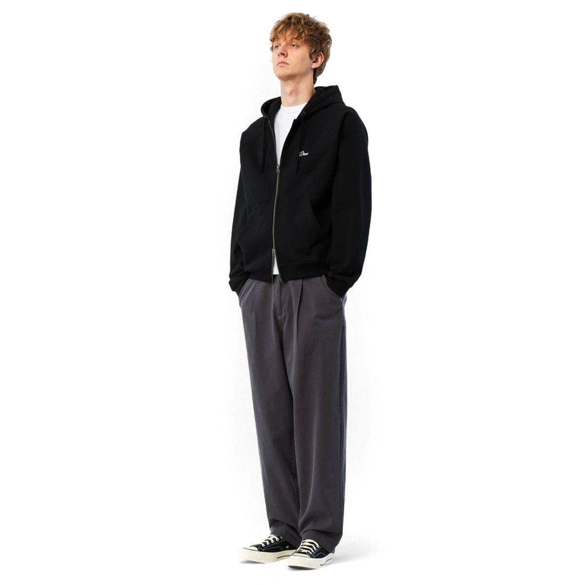 Dime - Cursive Small Logo Zip Hoodie
Color : Black