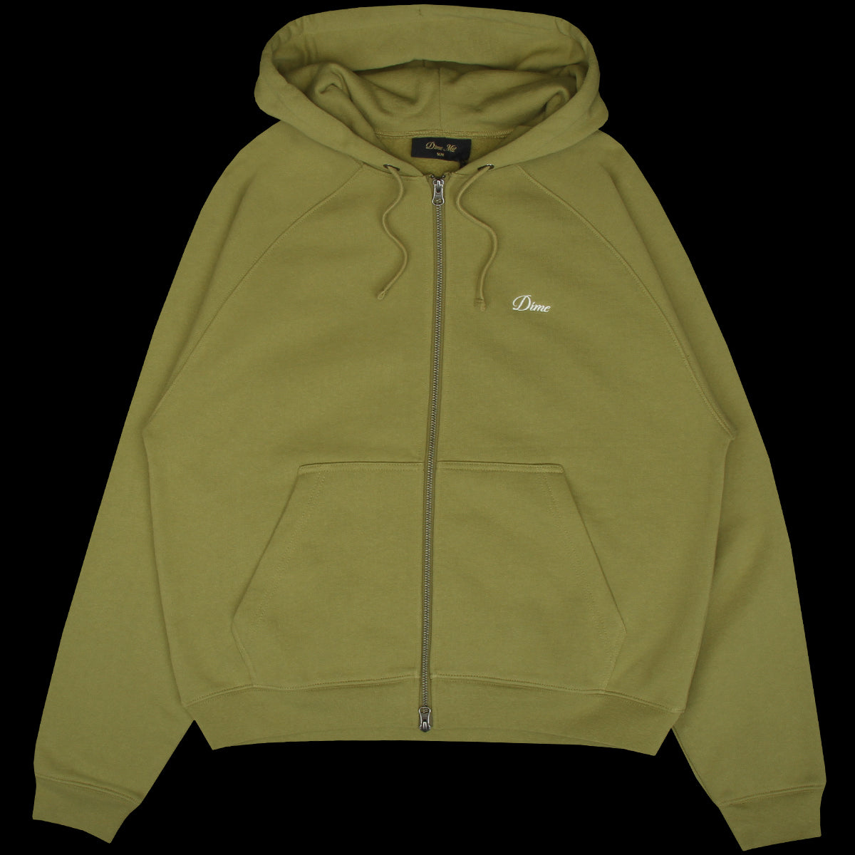 Dime - Cursive Small Logo Zip Hoodie
Color : Gold Olive