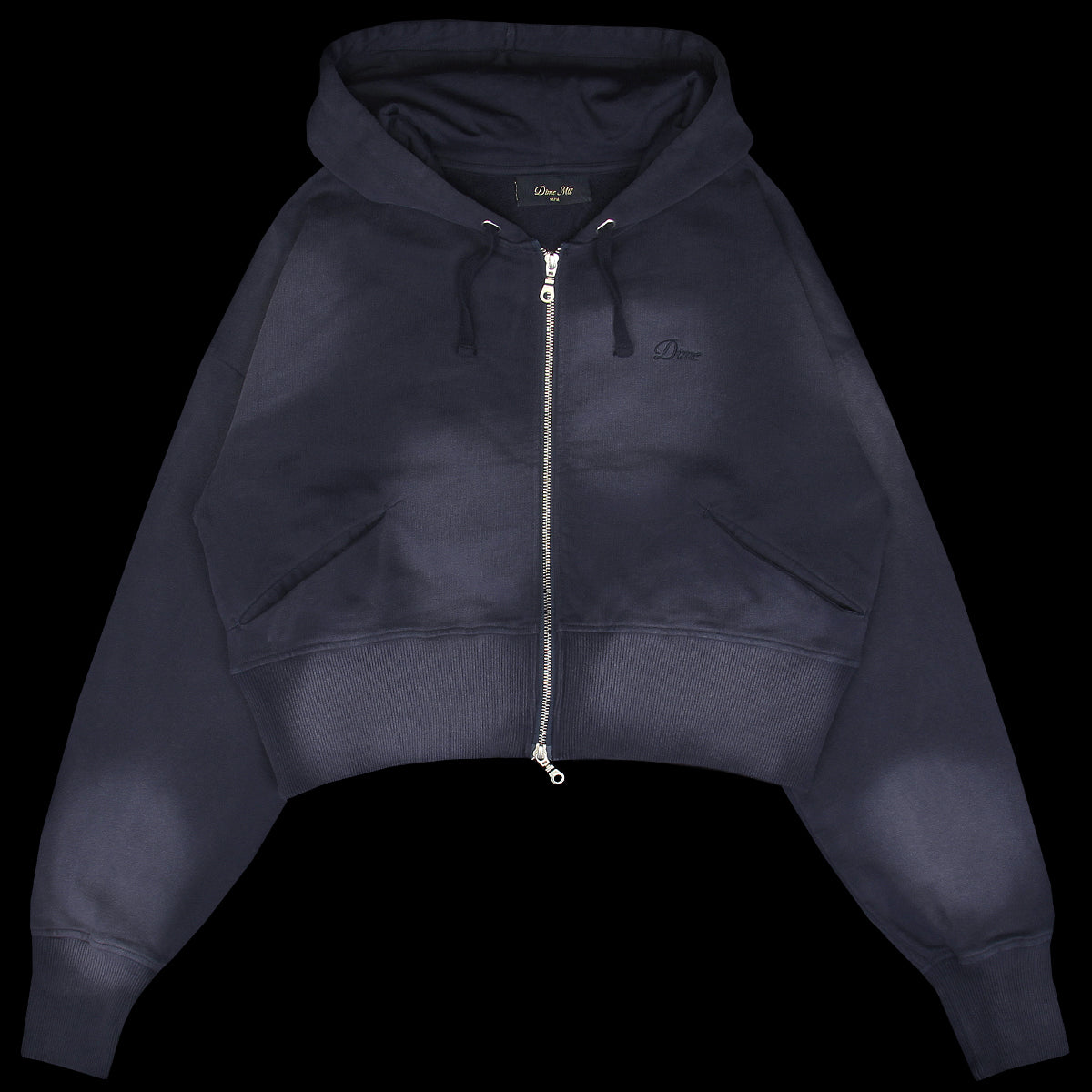 Dime - Women's Cropped Zip Hoodie
Color : Navy Washed