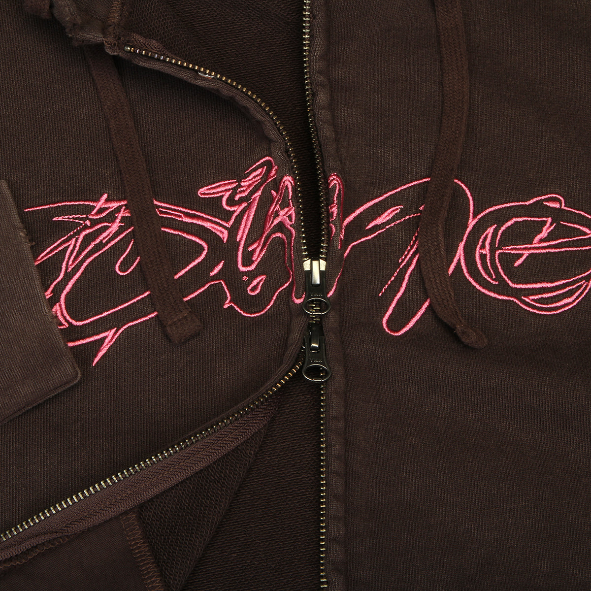 Dime - Distressed Terry Zip Hoodie
Color : Acid Brown