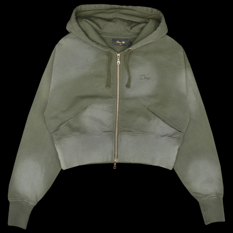 Dime - Women's Cropped Zip Hoodie
Color : Green Washed