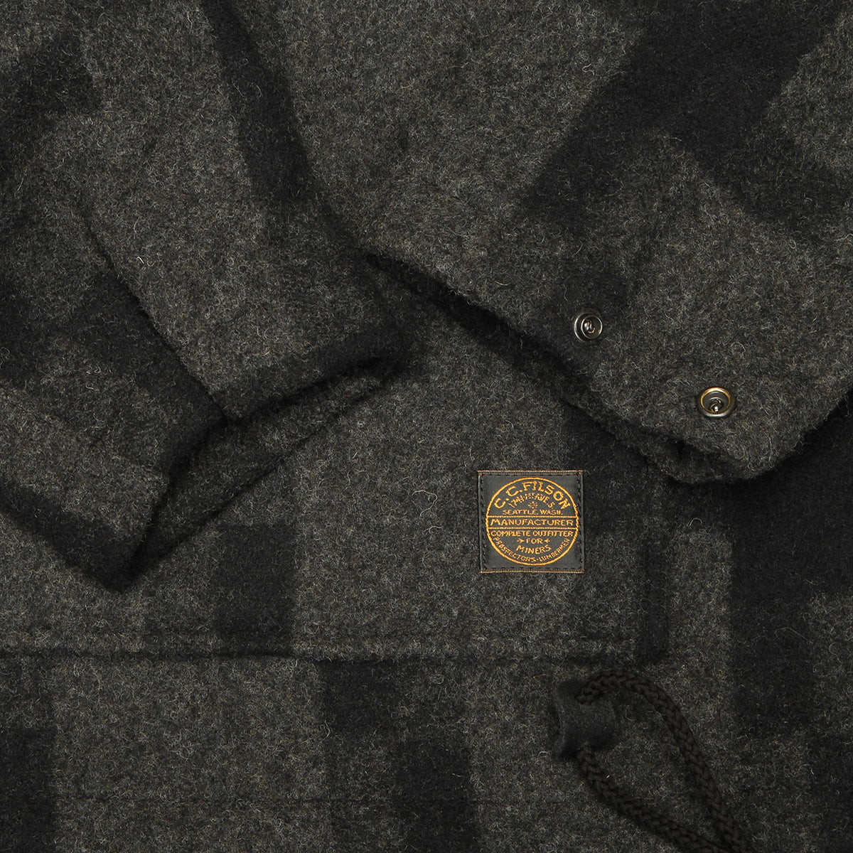 Filson | Mackinaw Wool Anorak Black Square Plaid