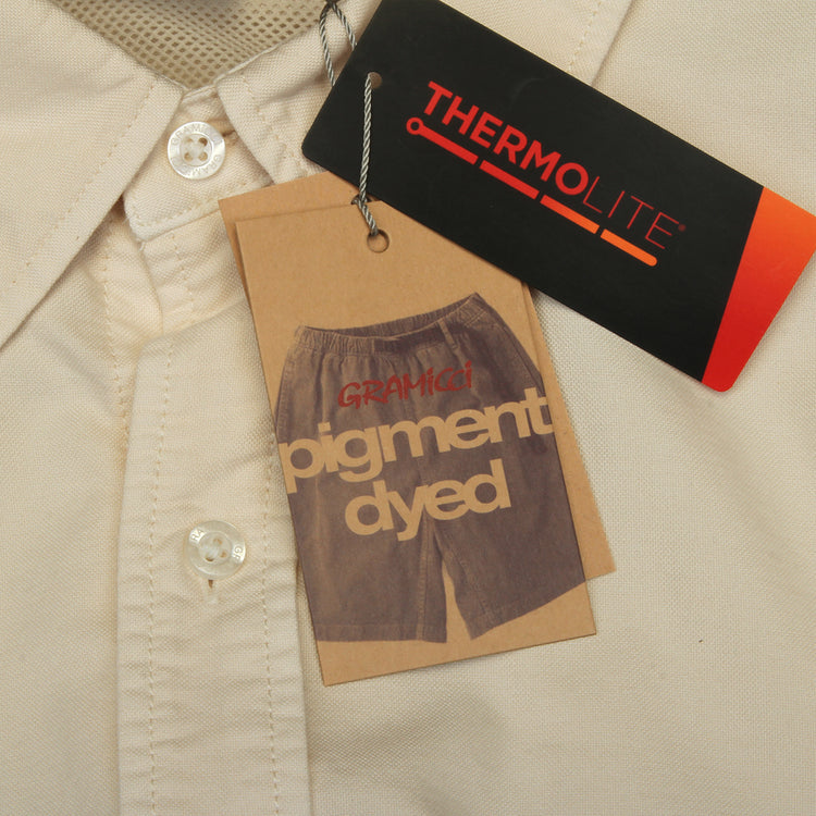 Gramicci - Classic Oxford Thermolite Shirt
Style # G6FM-J033
Color : Ivory Pigment