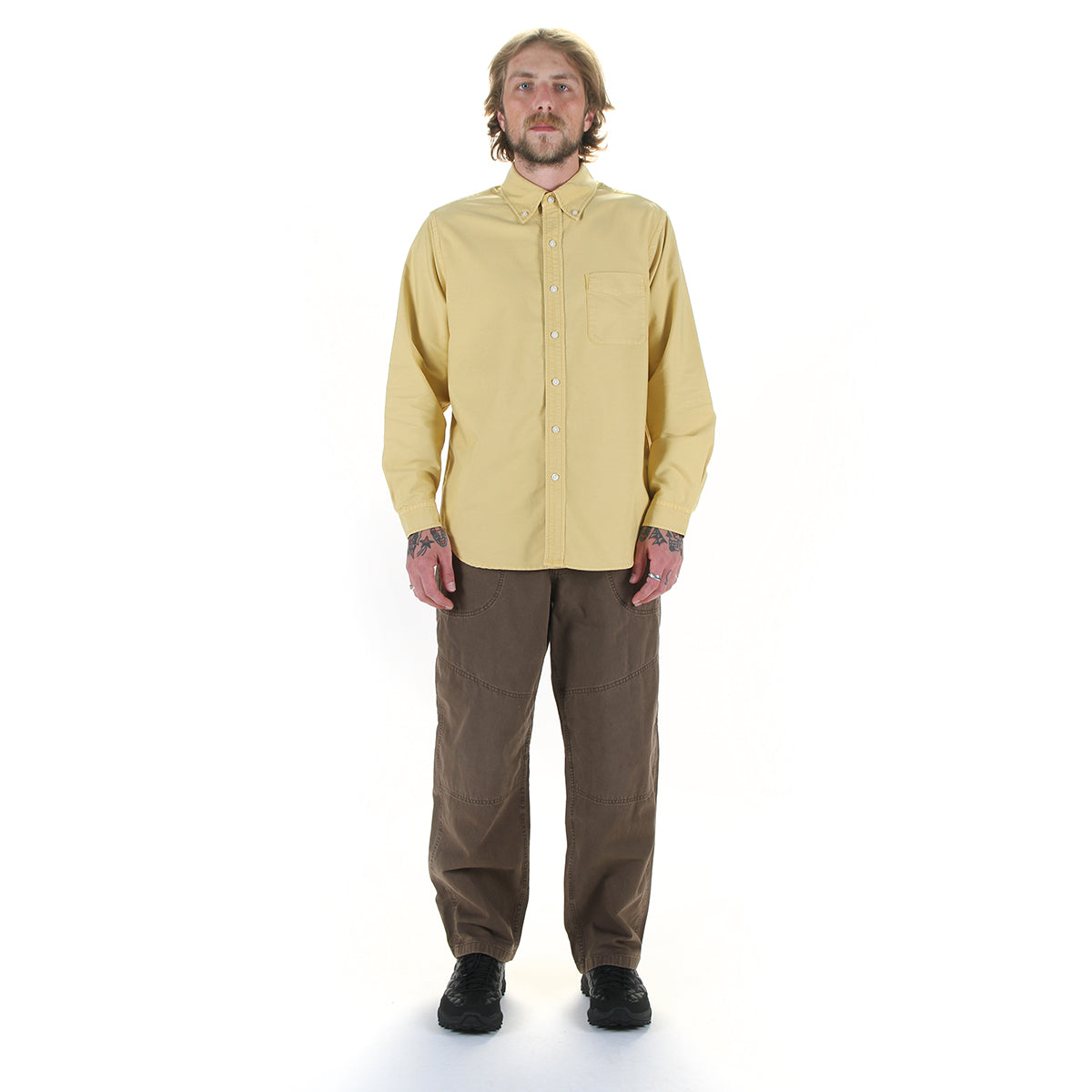 Gramicci - Classic Oxford Thermolite Shirt
Style # G6FM-J033

Gramicci - Hemp Canvas Double Knee Pant
Style # G6FM-P023
Color : Desert Palm Pigment
Color : Citrine Pigment