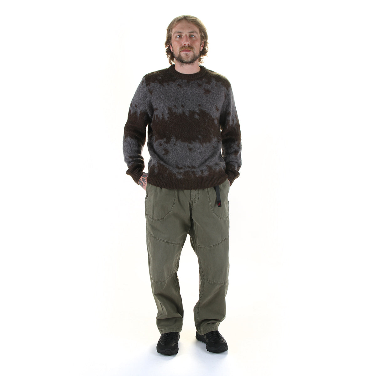 Gramicci - Mohair Splatter Sweater
Style # G6FM-J037
Color : Slate Splatter