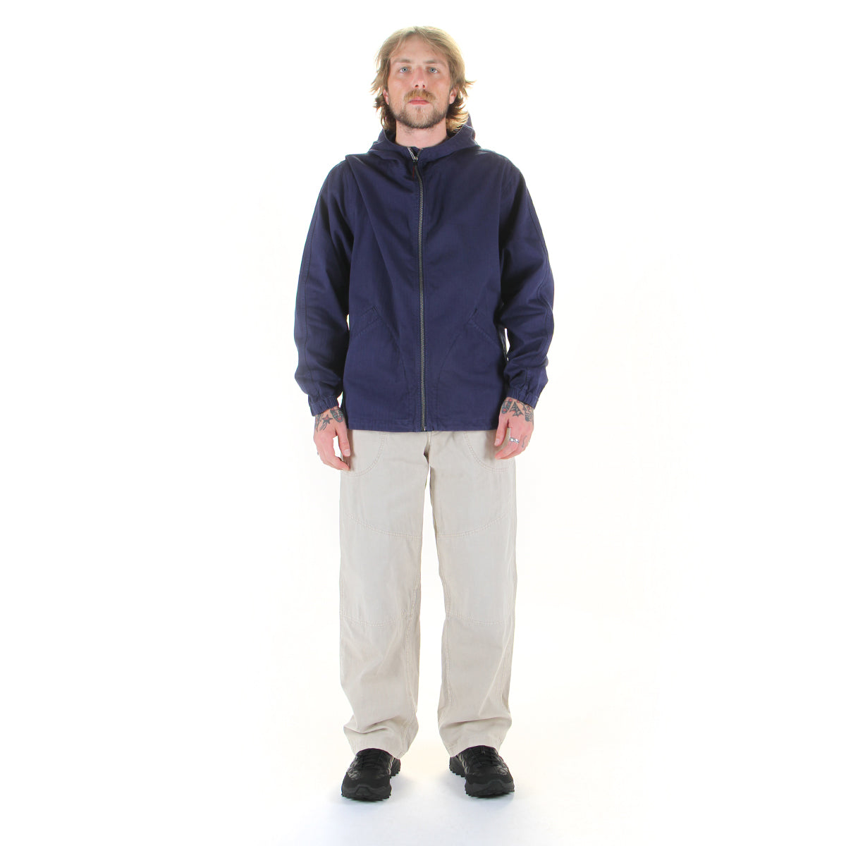 Gramicci - Herringbone Hooded Jacket
Style # G6FM-J027
Color : Navy