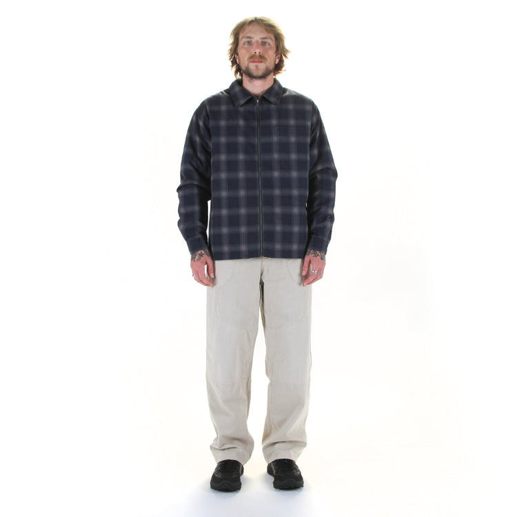 Gramicci - Zip-Up Insulated Flannel Shirt
Style # G6FM-J052
Color : Navy Shadow Plaid

Gramicci - Hemp Canvas Double Knee Pant
Style # G6FM-P023
Color : Storm Pigment