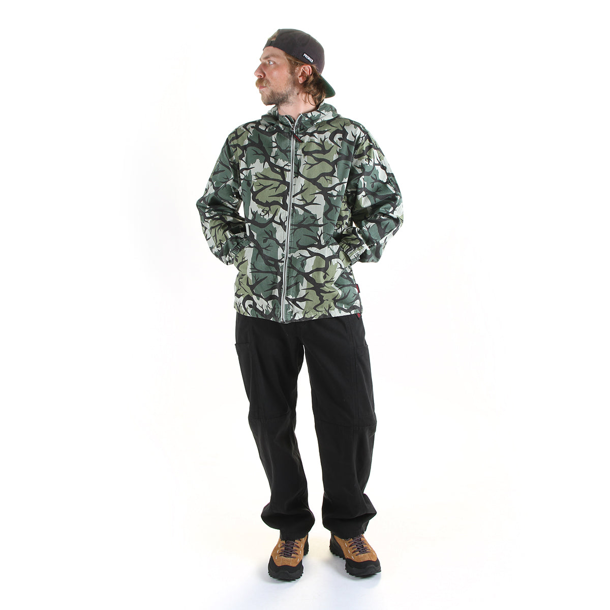 Gramicci - Herringbone Hooded Jacket
Style # G6FM-J027
Color : Branch Camo