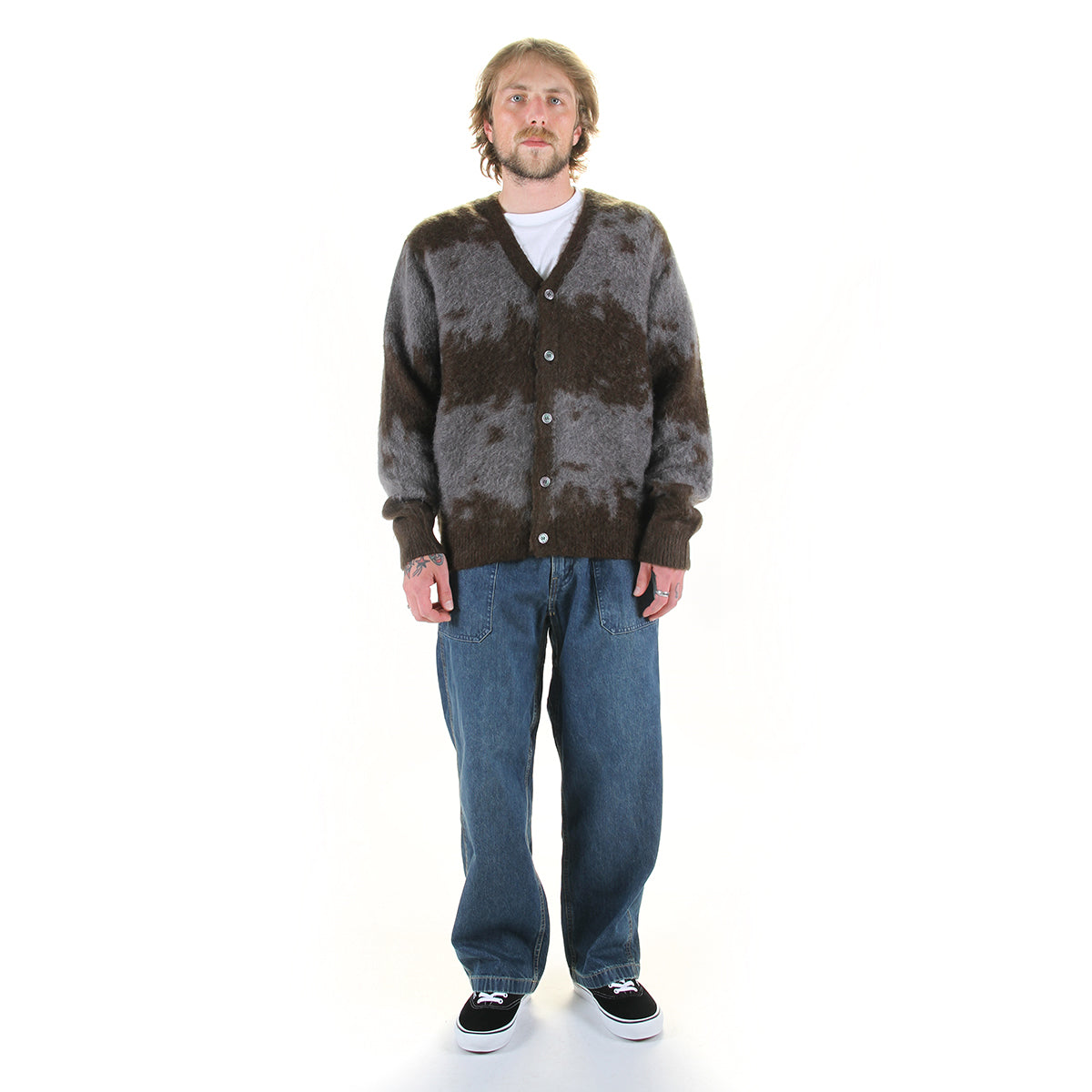 Gramicci - Mohair Splatter Cardigan
Style # G6FM-J038
Color : Slate Splatter