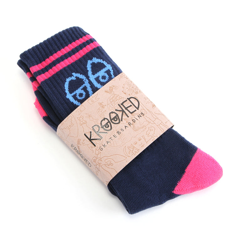 Krooked - Eyes Sock
Color : Navy / Magenta