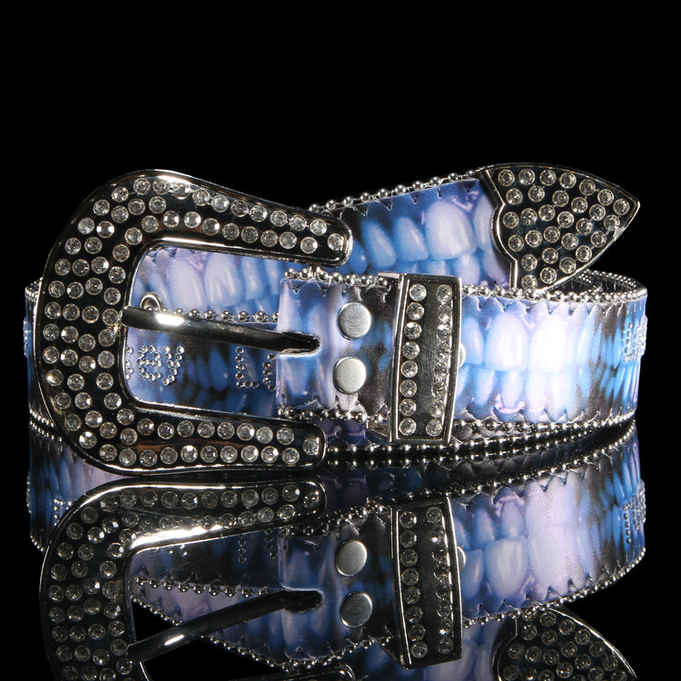 Loosey - Pearly Whites Rhinestone Belt
Color : Black / Blue