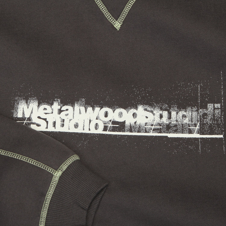 Metalwood - Contrast Stitch Mock Neck Sweatshirt
Color : Grey