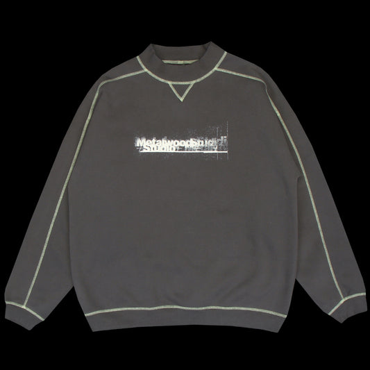 Metalwood - Contrast Stitch Mock Neck Sweatshirt
Color : Grey