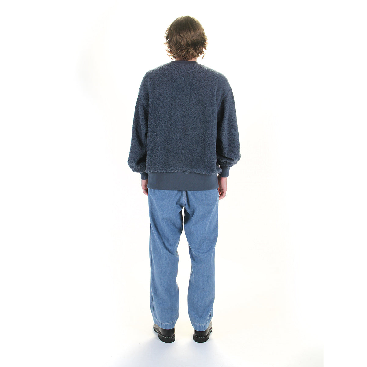 Nanamica - Wide Denim Pants
Style # S25SC086U
Color : Light Indigo

Nanamica - OOAL Crewneck Sweatshirt
Style # S26FH015U
Color : Grayish Navy