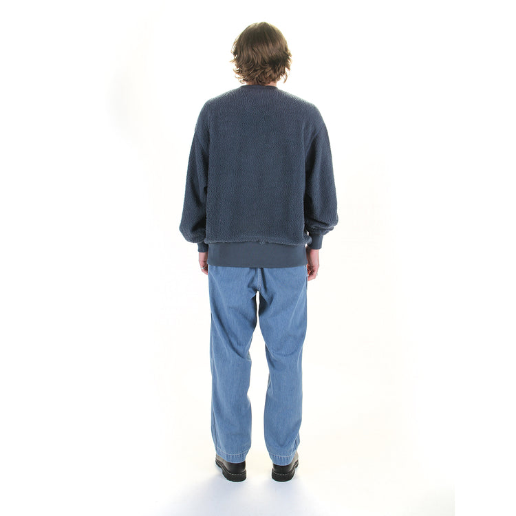 Nanamica - Wide Denim Pants
Style # S25SC086U
Color : Light Indigo

Nanamica - OOAL Crewneck Sweatshirt
Style # S26FH015U
Color : Grayish Navy
