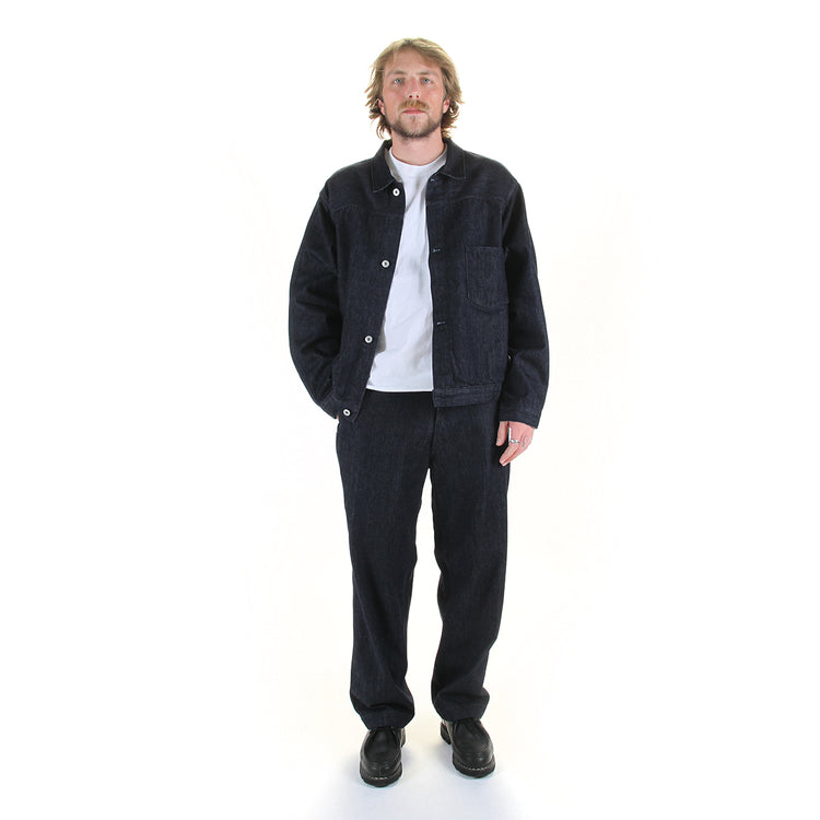 Nanamica - Wide Denim Pants
Style # S25SC085U
Color : Indigo

Nanamica - Short Denim Jacket
Style # S25SA081U
Color : Indigo
