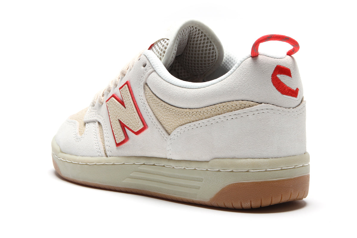 New Balance Numeric | 480 x Chocolate
Style # NM480SWT
Color : Sea Salt / Red