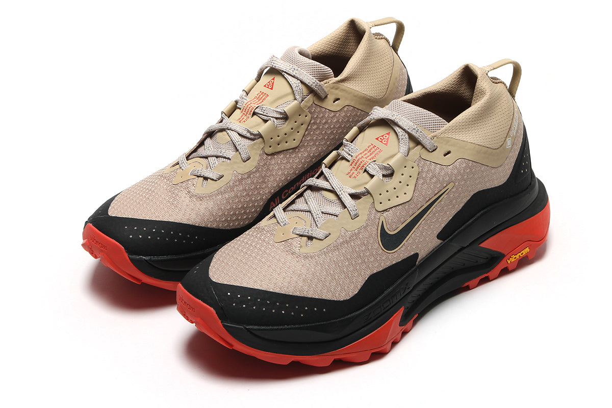 Nike - ACG Zegama Trail Gore-Tex
Style # IO7932-200
Color : Linen / Black / LT Crimson / LT Orewood Brown