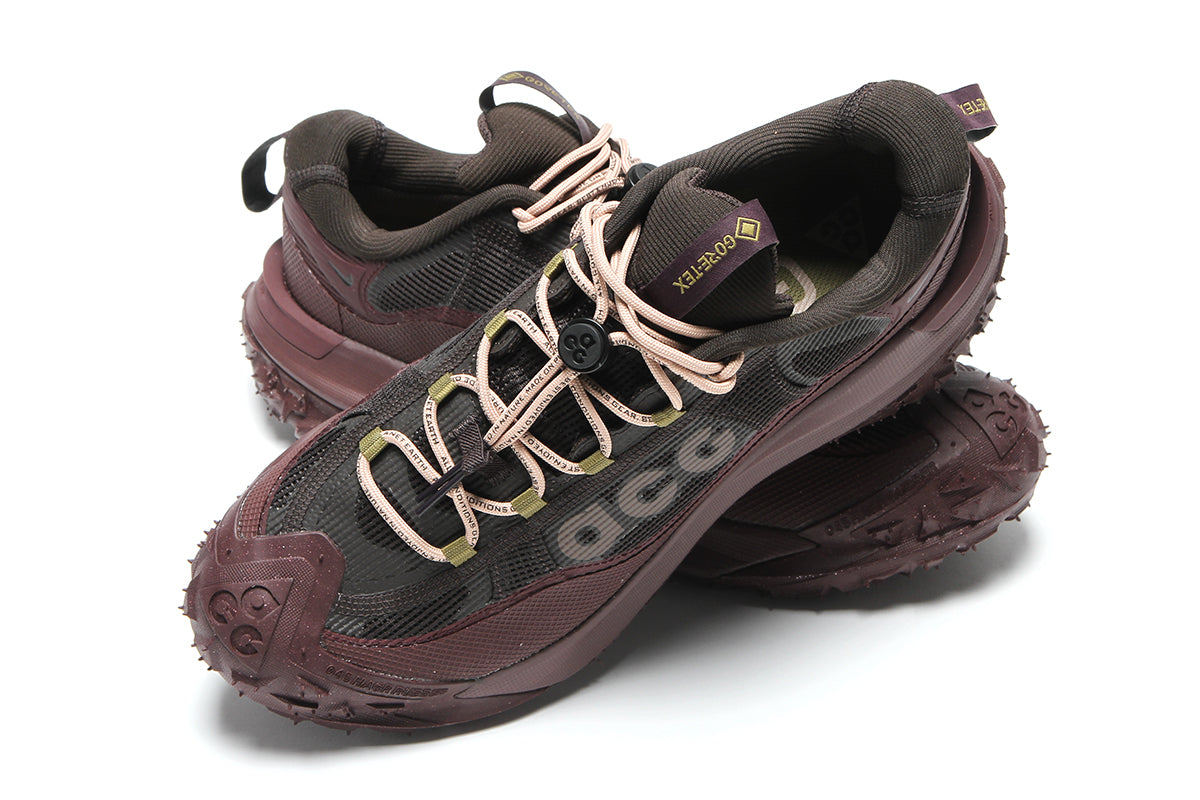 Nike | ACG Mountain Fly 2 Low Gore-Tex
Style # HF6245-200
Color : Velvet Brown / Black / Burgundy Crush / Hemp