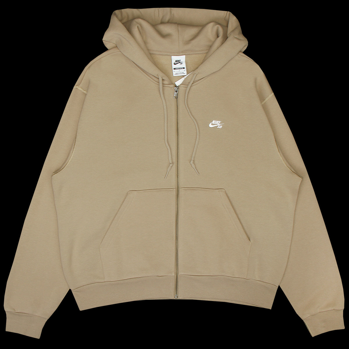 Nike SB | Essentials Logo Hooded Zip-Up Sweatshirt
Style # FZ8796-247
Color : Khaki / White