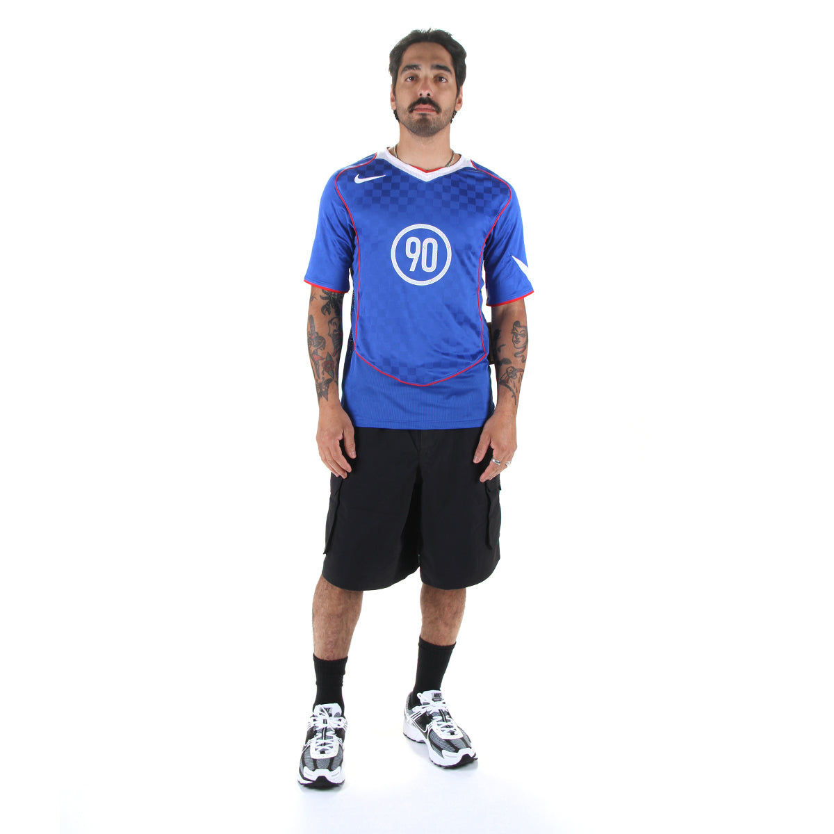 Nike - T90 Jersey
Style # IB4212-480
Color : Game Royal / White / Sport Red