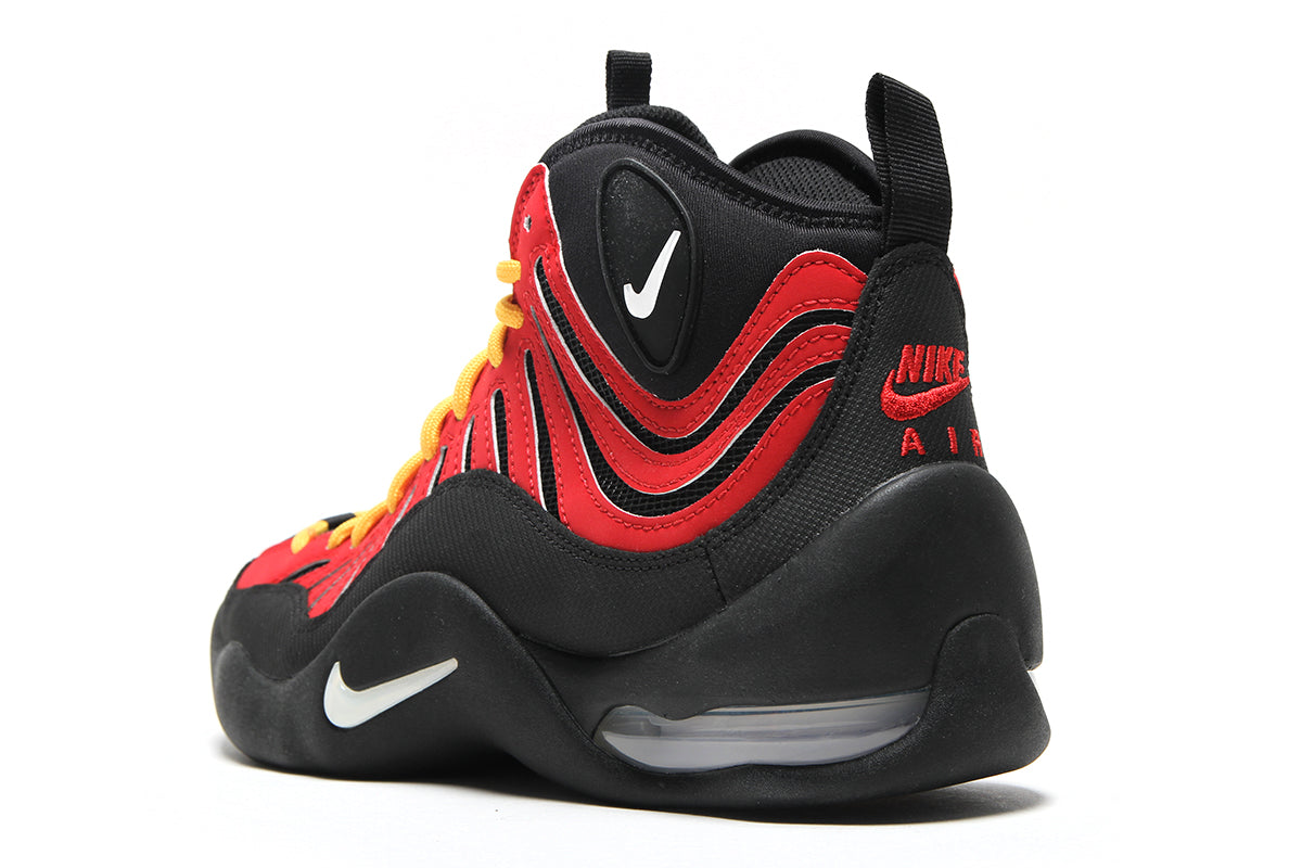 Nike - Air Bakin High SP
Style # IQ5365-600
Color : Varsity Red / White / Varsity Maize / Black