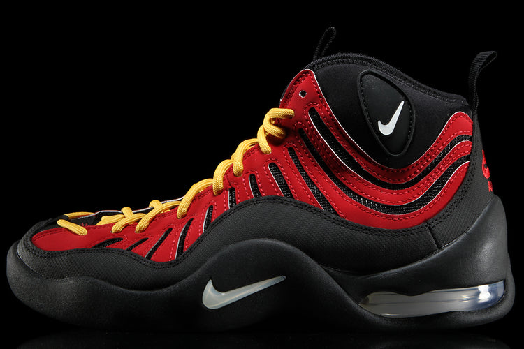 Nike - Air Bakin High SP
Style # IQ5365-600
Color : Varsity Red / White / Varsity Maize / Black
