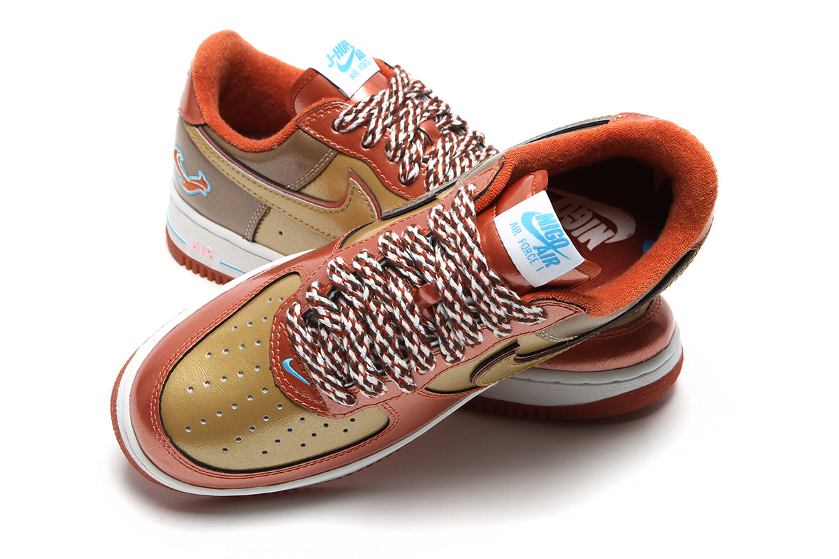 Nike - Air Force 1 '01 x NIGO x J-Hope
Style # IO8766-800
Color : Burnt Sunrise / Metallic Gold / Taupe