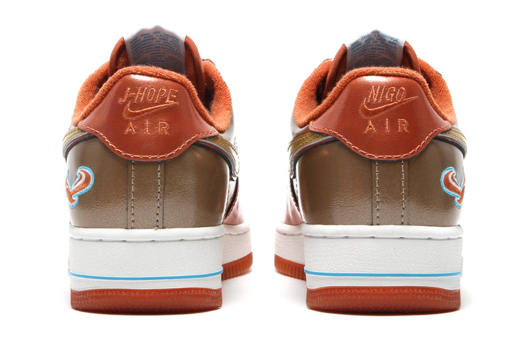 Nike - Air Force 1 '01 x NIGO x J-Hope
Style # IO8766-800
Color : Burnt Sunrise / Metallic Gold / Taupe