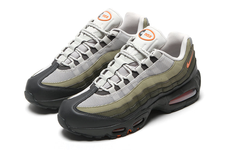 Nike - Air Max 95 Big Bubble
Style # IQ7128-003
Color : Light Bone / Safety Orange / Anthracite