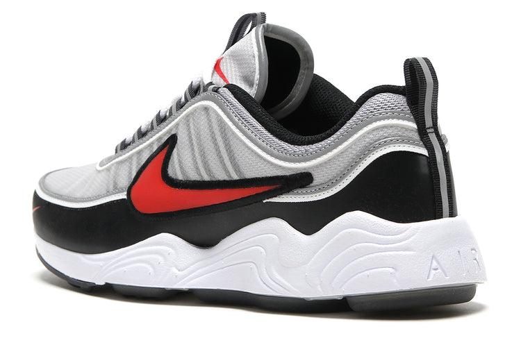 Nike - Air Zoom Spiridon
Style # II1161-095
Color : Metallic Silver / Sport Red / Black / White