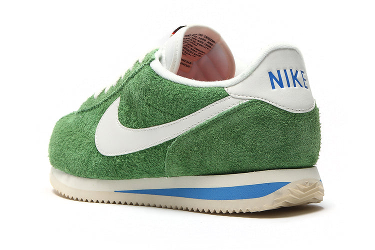 Nike | Women's Cortez Vintage Style # FJ2530-300 Color : Chlorophyll / Sail / LT Photo Blue