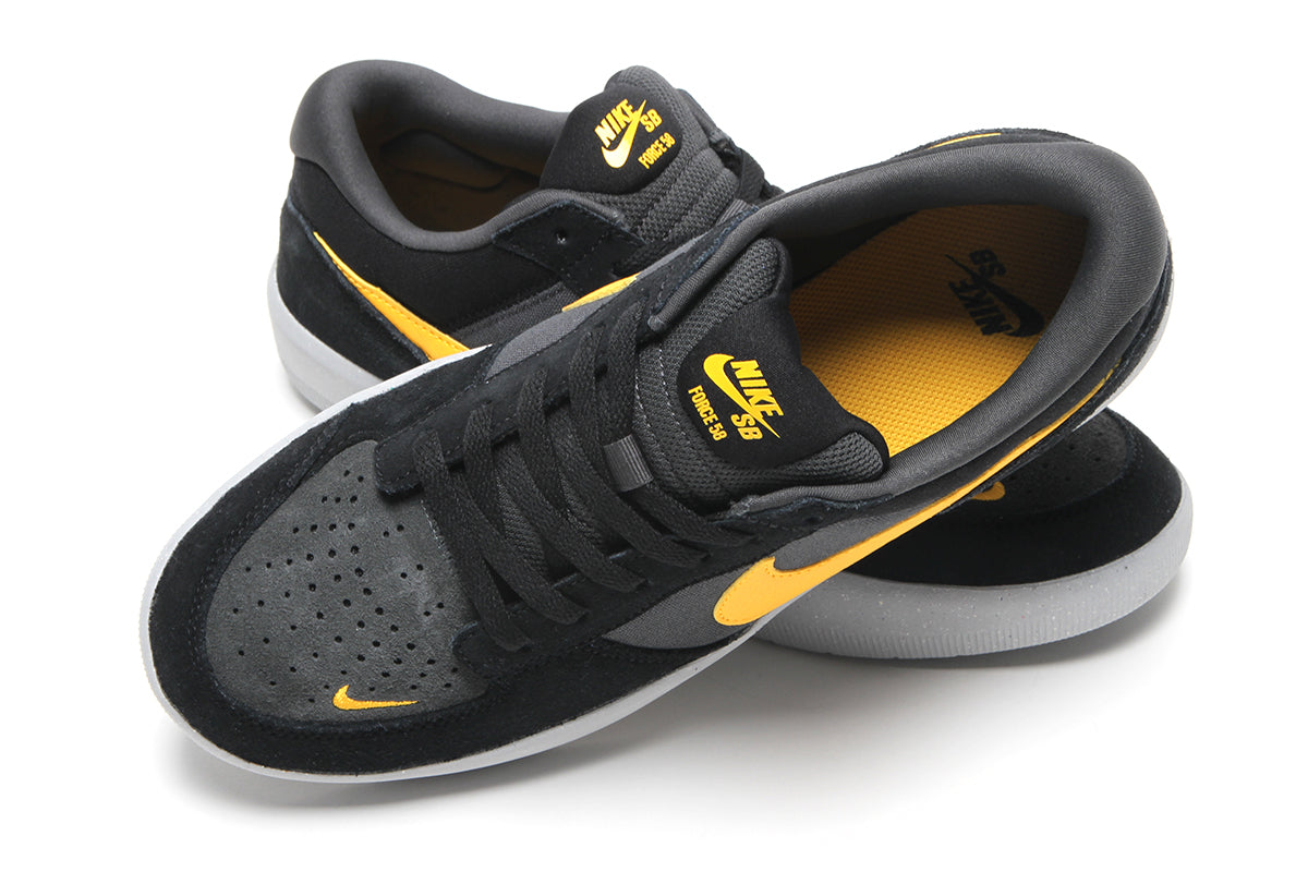 Nike SB - Force 58
Style # DV5477-009
Color : Black / University Gold / Anthracite