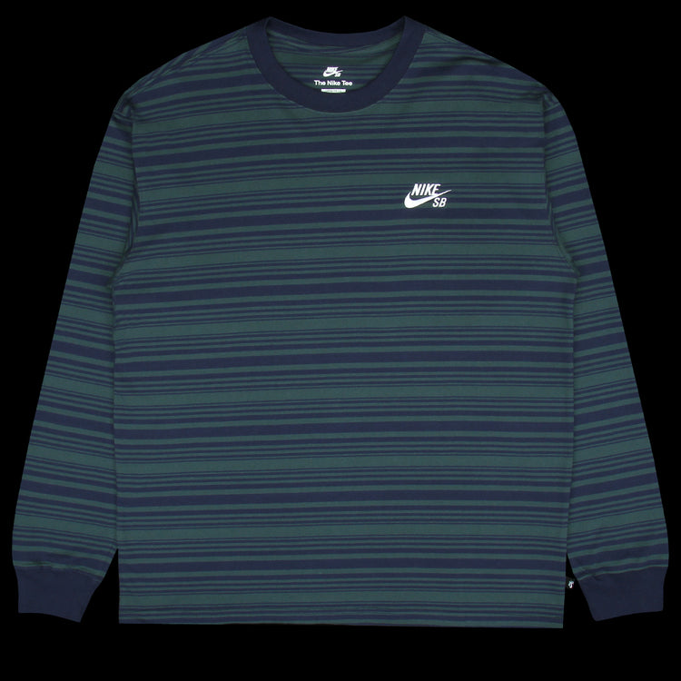 Nike SB Striped L/S Logo T-Shirt Midnight Navy / Deep Jungle