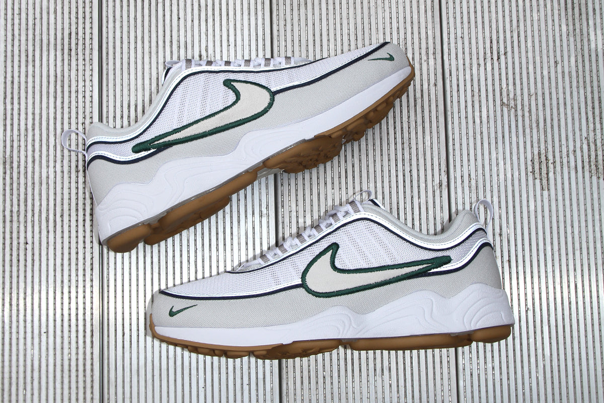 Nike - Air Zoom Spiridon
Style # IO1907-025
Color : Photon Dust / Fir / White / Obsidian