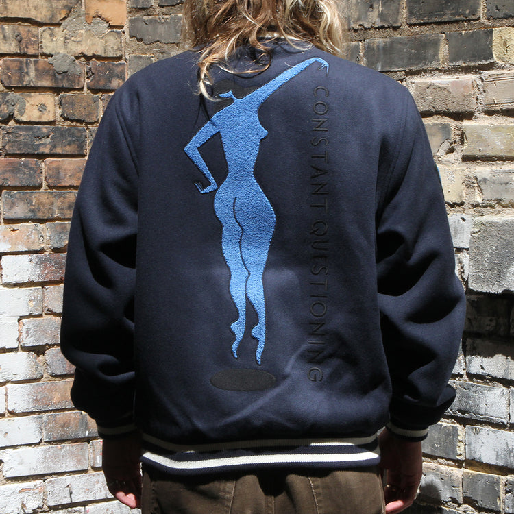 Parra Run Sit & Bike Varsity Jacket Navy Blue