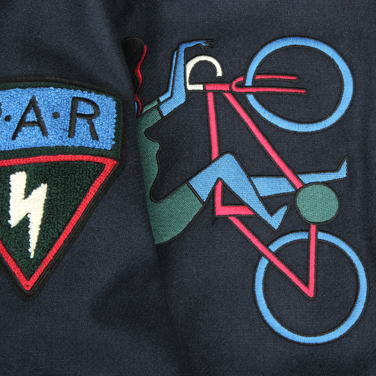 Parra Run Sit & Bike Varsity Jacket Navy Blue