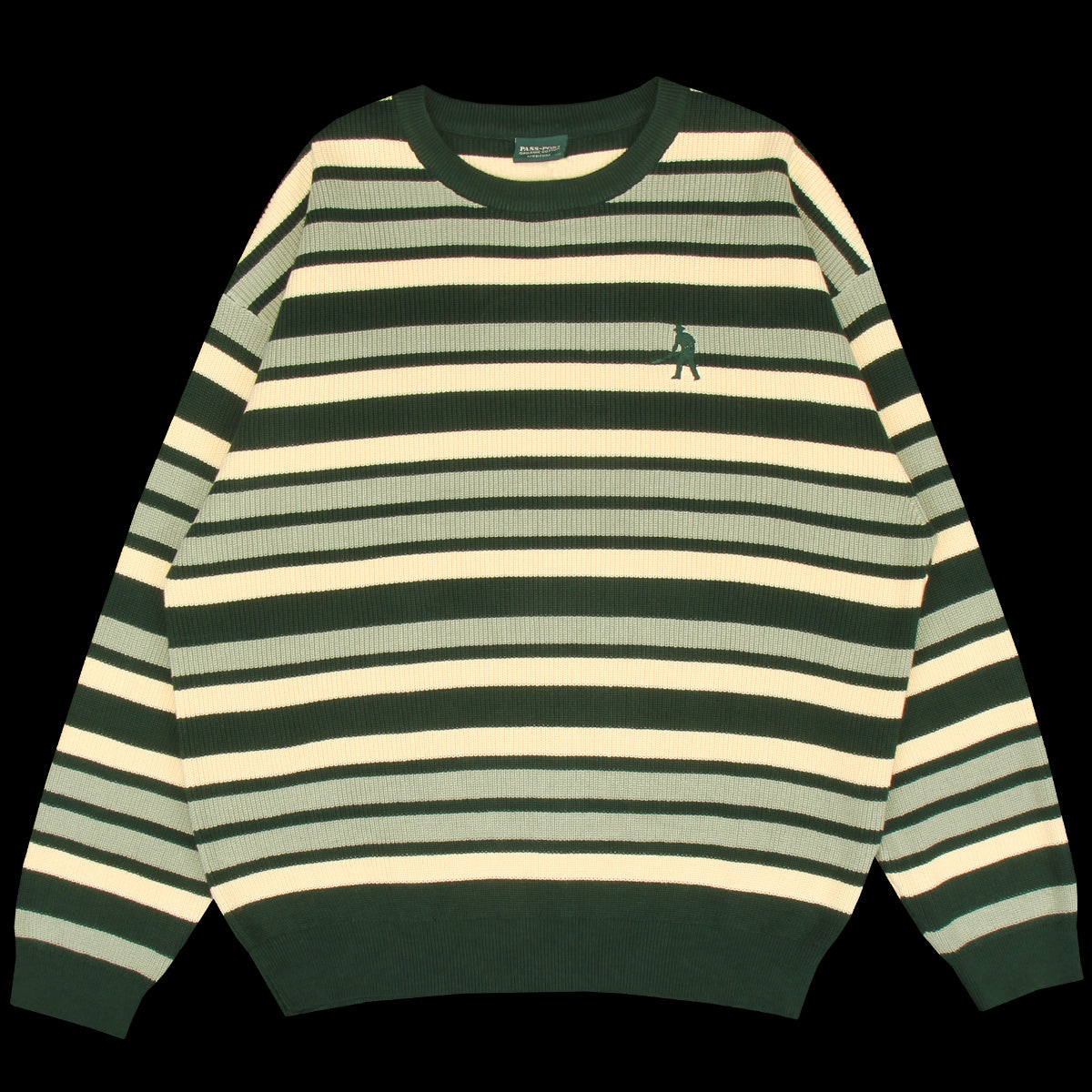 Passport - Organic Cotton Stripe Knit Sweater
Color : Dark Jade
