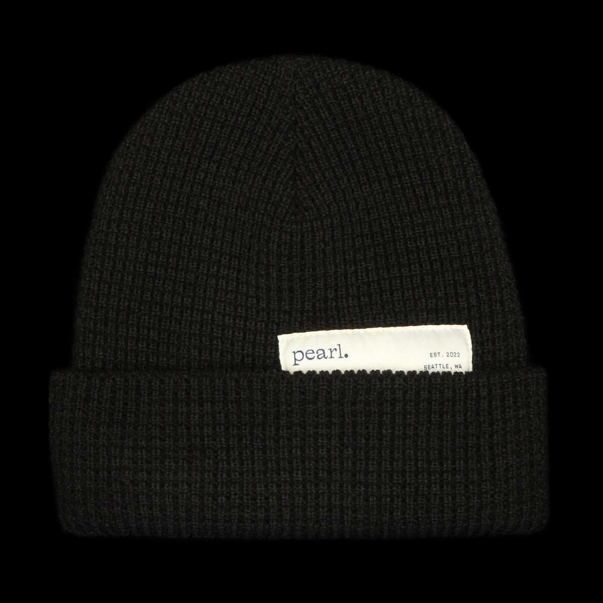 Pearl - Hidden Label Waffle Beanie
Color : Black